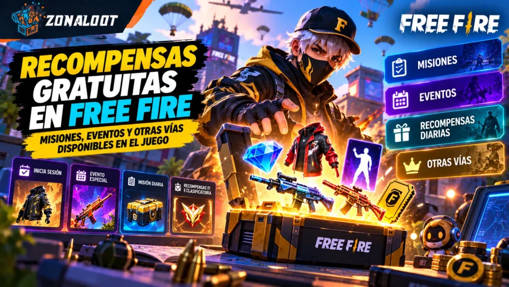 Formas de conseguir diamantes gratis en free fire mediante misiones y eventos.