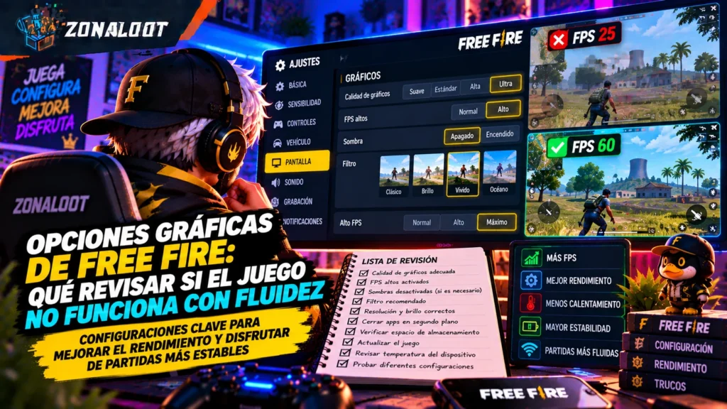 Ajustes gráficos de Free Fire que puedes revisar para mejorar la fluidez del juego